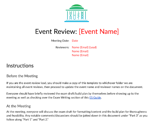 Event Review Template